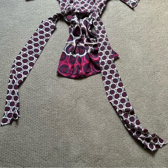 Anthropologie Maeve Circle Print Silk Dress with Ties - Picture 5 of 9